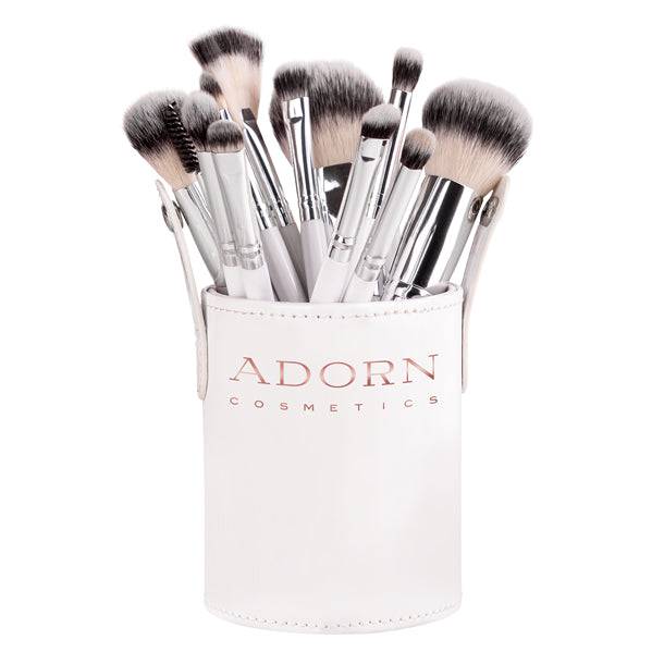 15 - PCE Vegan Makeup Brush Set + Case - Adorn Cosmetics