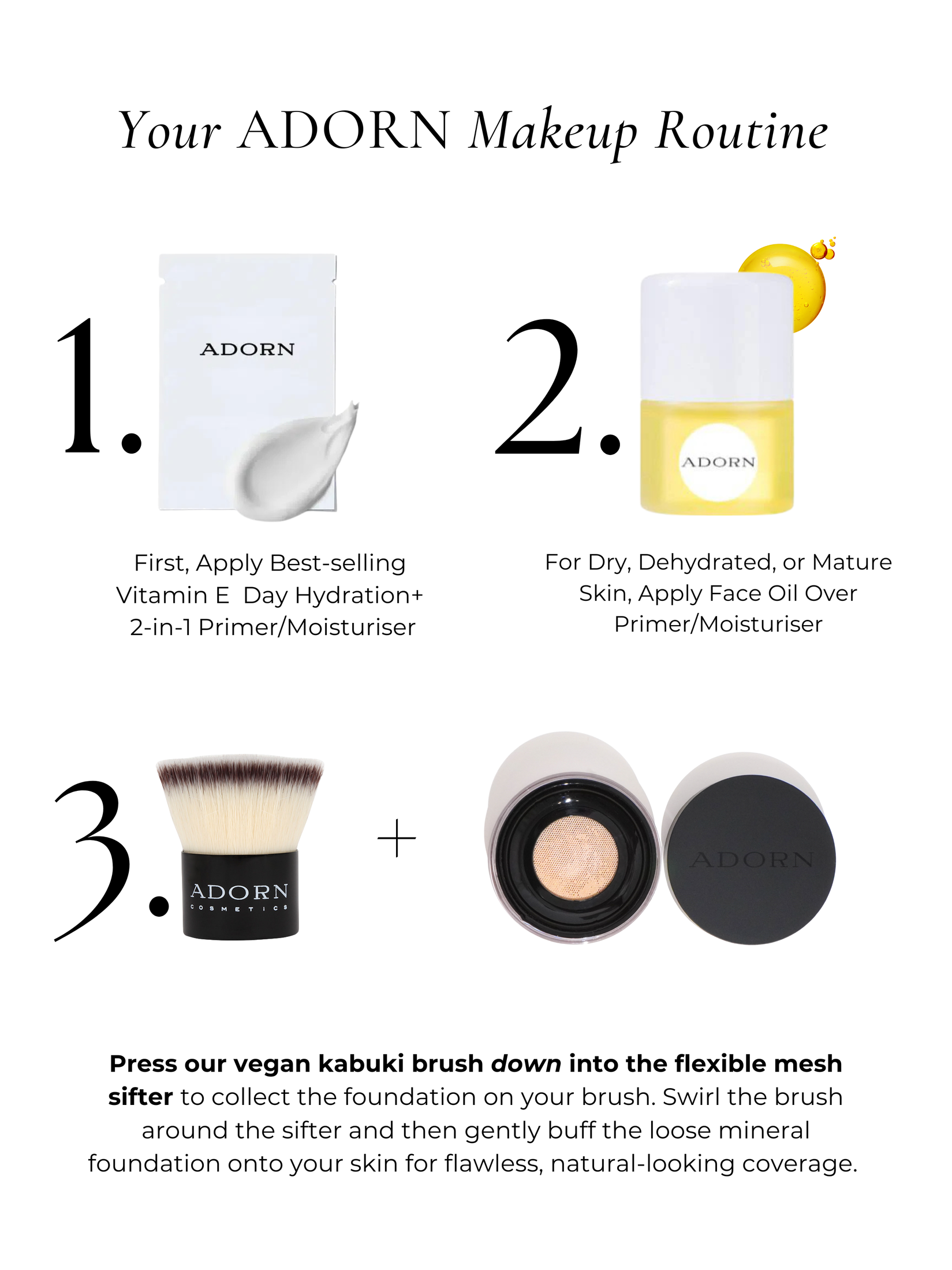 ADORN 'Match Me' Mineral SPF 20 Foundation + Free Kabuki Brush - Adorn Cosmetics